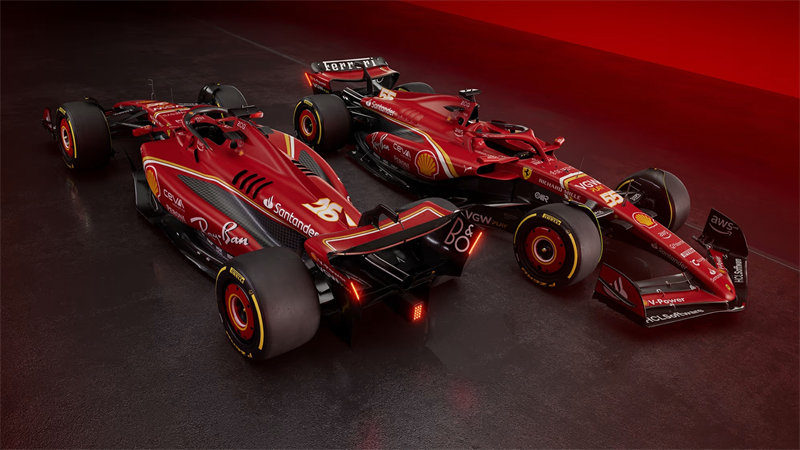 法拉利F1车队发布2024赛季新赛车SF-24，线条流畅，十分漂亮！